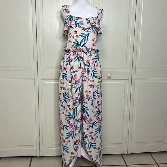 City Triangles Women's Sleeveless Floral Romper Dress Shorts High Low Size Large - Picture 1 of 14